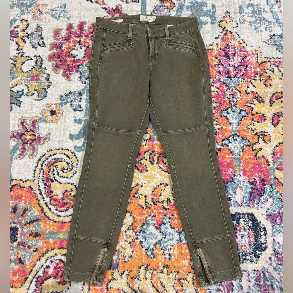 Lucky Brand Army Green Brooke Skinny Jeans with Ankle Zippers